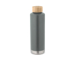 Bouteille en acier avec bouchon en bambou couleur gris foncé
