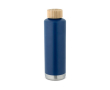Bouteille en acier avec bouchon en bambou couleur bleu marine