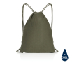 Sac à dos à cordons en coton recyclé couleur vert foncé