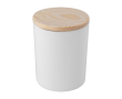 Bougie en verre peint avec bouchon en bambou couleur blanc