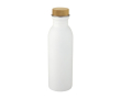 Bouteille en acier avec bouchon en bambou couleur blanc