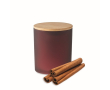 Bougie en verre et couvercle en bambou couleur bordeaux