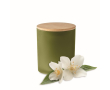 Bougie en verre et couvercle en bambou couleur vert