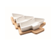 Plateau en bambou avec assiettes couleur blanc