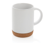 Tasse publicitaire colorée avec base en liège couleur blanc