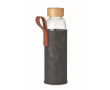 Bouteille en verre avec manchon en RPET couleur gris foncé