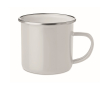 Tasse métallique émaillée vintage couleur blanc