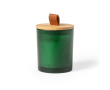 Bougie dans un pot en verre coloré couleur vert