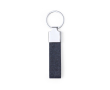 Porte-clés en RPET et accessoire chromé couleur bleu marine