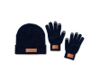 Ensemble de gants tactiles et bonnet couleur bleu marine
