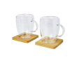 Set de mugs à double paroi avec sous-verres couleur transparent