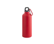 Bouteille en aluminium mat avec mousqueton couleur rouge