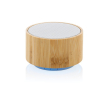 Enceinte sans fil ronde en bambou couleur blanc