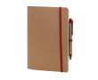 Carnet avec couverture en carton et stylo couleur rouge