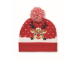 Gorro navideño de punto en suave acrílico elástico con puño y borla couleur rouge