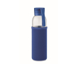 Botella de vidrio reciclado con funda y tapón antifugas 500ml couleur bleu roi