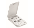 Set de cables con varias conexiones en caja con soporte para teléfono couleur blanc
