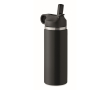 Botella de acero inoxidable reciclado antifugas con pajita 500ml couleur noir