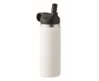 Botella de acero inoxidable reciclado antifugas con pajita 500ml couleur blanc