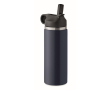 Botella de acero inoxidable reciclado antifugas con pajita 500ml couleur bleu marine