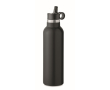 Botella antifuga con 2 tapones intercambiables y pajita 700ml couleur noir
