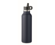 Botella antifuga con 2 tapones intercambiables y pajita 700ml couleur bleu marine