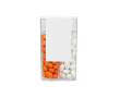 Boîte transparente personnalisée avec duo menthe/fraise 45g couleur orange