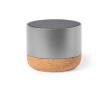 Enceinte en alu recyclé avec base liège et puissance de 3W couleur argenté