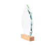 Plaque de verre de forme géométrique avec une base bois couleur transparent