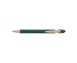 Stylo stylet métallique avec détails en or rose, mine bleue couleur vert