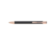 Stylo métallique mat avec détails en or rose, mine bleue couleur noir