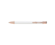Stylo métallique mat avec détails en or rose, mine bleue couleur blanc