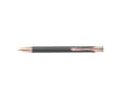 Stylo métallique mat avec détails en or rose, mine bleue couleur gris
