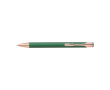 Stylo métallique mat avec détails en or rose, mine bleue couleur vert