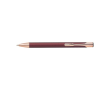 Stylo métallique mat avec détails en or rose, mine bleue couleur bordeaux