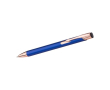 Stylo métallique mat avec détails en or rose, mine bleue couleur bleu
