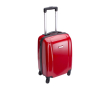 Valise trolley à roulettes, cadenas et plaque métallique couleur rouge
