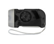 Lampe de poche dynamo en plastique, 2 LED, piles incluses couleur noir