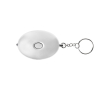 Porte-clés en plastique avec lampe torche LED et mini-alarme couleur blanc