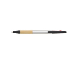 Stylo stylet en plastique et bambou, encre 3 couleurs couleur argenté