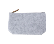 Trousse de toilette en feutre recyclé, tirette en cuir synthétique couleur gris clair