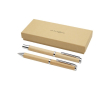 Set stylo bille et roller en bambou et cuivre à encre noire couleur naturel