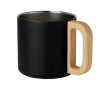 Mug en acier recyclé avec isolation et poignée en bois 360ml couleur noir