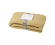 Couverture tricotée en polyester recyclé, étiquette et ruban couleur beige