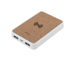 Powerbank et chargeur sans fil recyclé, détails en liège 5W couleur blanc