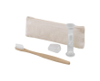 Set dentaire avec brosse à dents et sablier dans une trousse couleur blanc