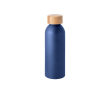 Bouteille en aluminium fini mat avec bouchon en bambou 550ml couleur bleu marine