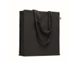 Sac en coton bio coloré à soufflet et longues anses 220 g/m² couleur noir