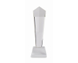 Trophée en verre de forme géométrique verticale sur base couleur transparent