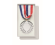 Médaille en fer avec ruban tricolore bleu, blanc, rouge couleur argenté mat
